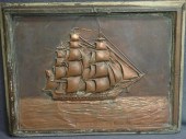 Embossed copper plaque of Old Ironsides  3b968