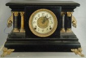 Ingraham black wood mantle clock, paper