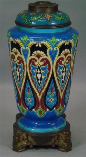 Longwy pottery oil lamp    3bddd