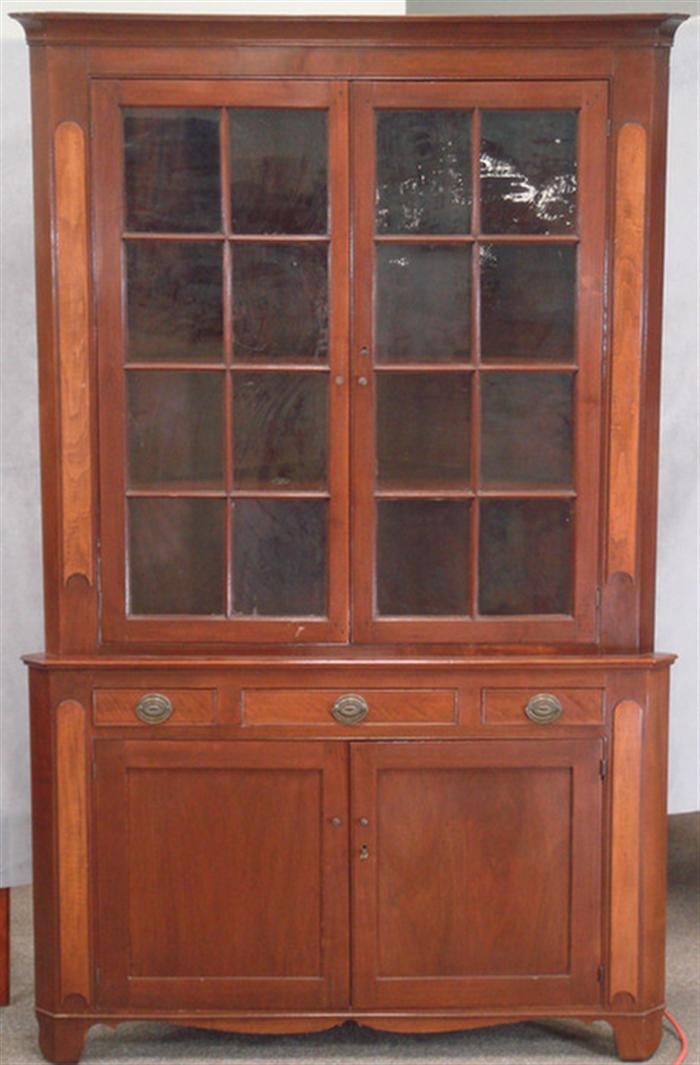 2 piece Federal Cherry corner cupboard with