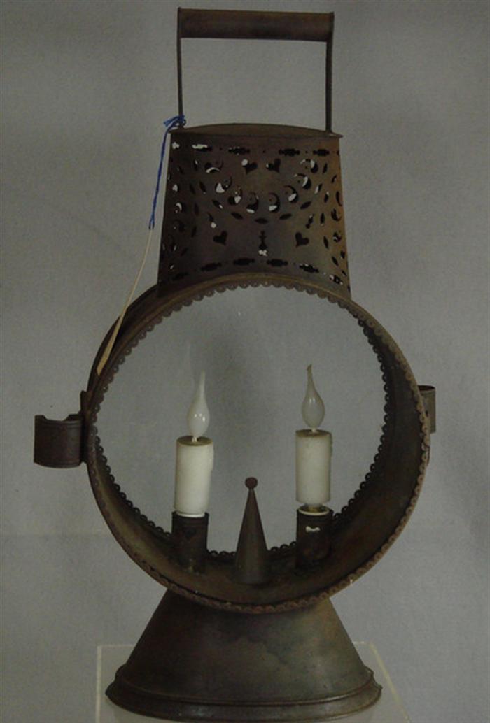 2 light toleware lantern of drumhead 3be95