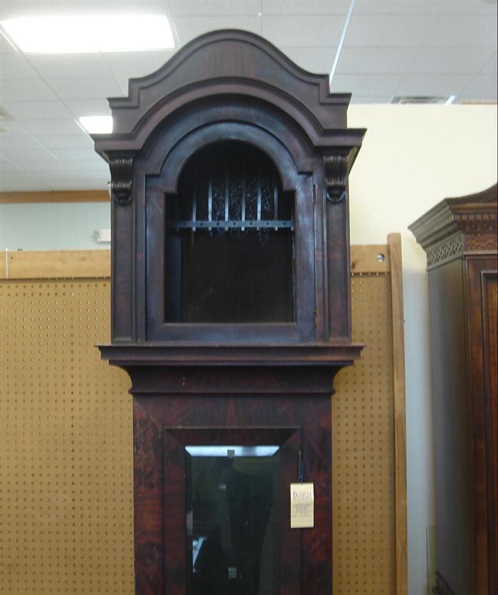 Mahogany hall clock case, serpentine