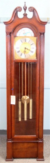 Cherry chiming hall clock by Colonial