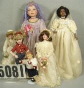 Lot of 6 porcelain dolls, 9 - 22 inches