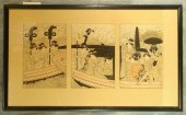 Japanese woodblock print, tryptych,