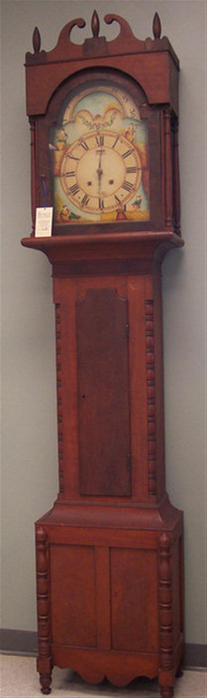 Cherry and mahogany tall case clock  3cf00