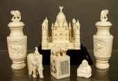 6 pcs carved ivory, Taj Mahal model