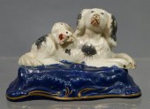 Staffordshire inkwell, Spaniel with