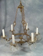 Brass crystal chandelier, 6 arms, 22d,