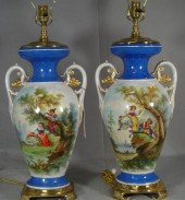 Pr Paris porcelain vases mounted as