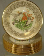 12 Lenox porcelain Boehm bird plates,