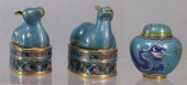 Lot of 3 20th c Chinese cloisonne pieces