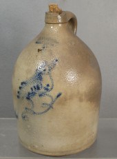 1 1/2 gal blue bird decorated stoneware