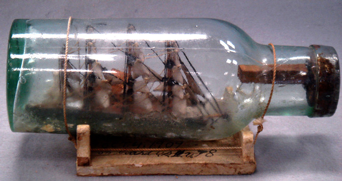 Folk art ship in a bottle with 3d9b8