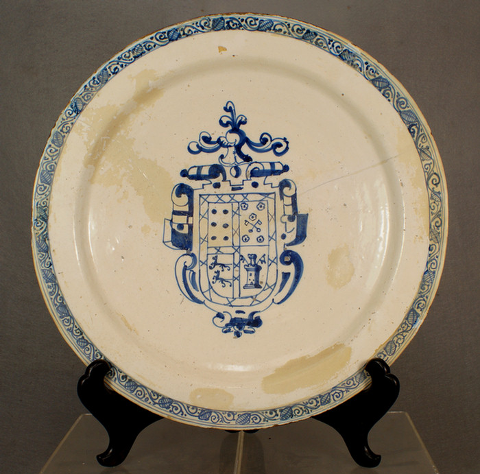 Large armorial Faience or Delft