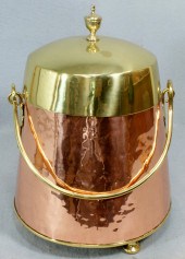 Lg English brass and copper coal bucket,