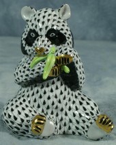 Herend fishnet figurine, black panda