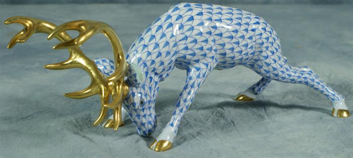 Herend fishnet figurine blue stag  3dffa