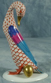 Herend fishnet figurine, red goose with
