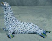 Herend fishnet figurine, blue seal,