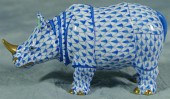 Herend fishnet figurine, blue rhinoceros,