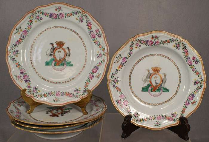5 pcs Chinese Export porcelain Armorial,