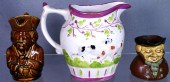 Pink luster pitcher with embossed dog,