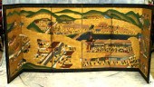 6 panel Oriental screen, Mountain Landscape