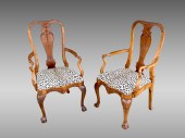 PR OF QUEEN ANNE CHAIRS WITH LEOPARD