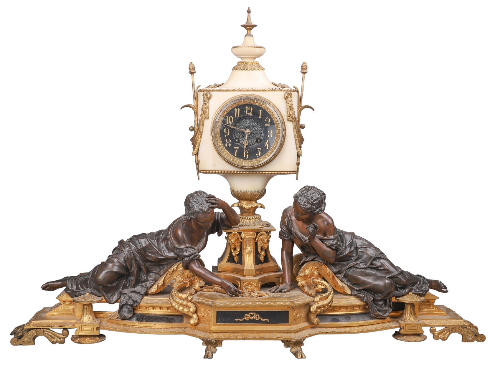 French Figural Bronze Mantle Clock  27a3be