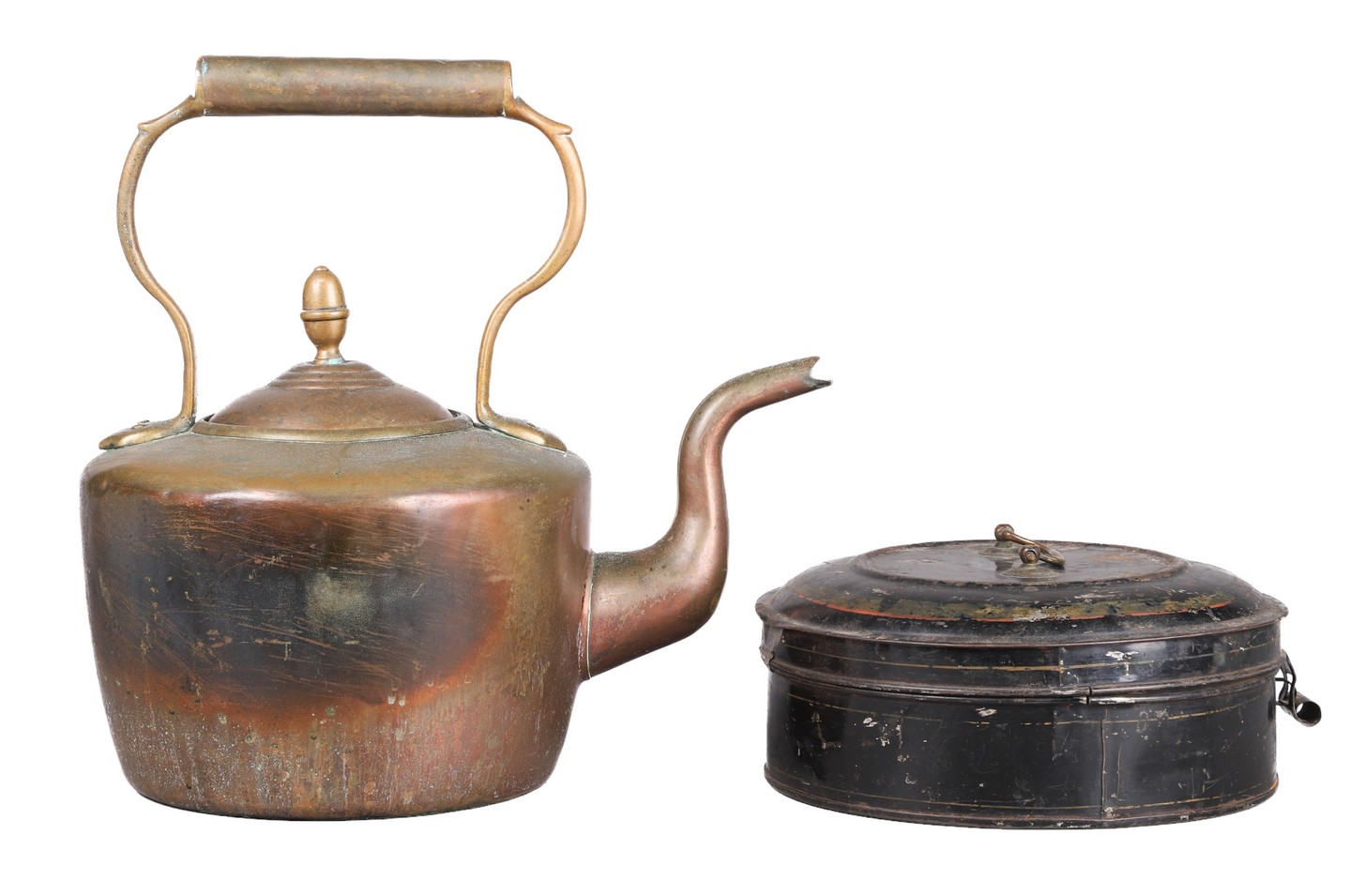 Tole painted spice box and kettle 27a64e