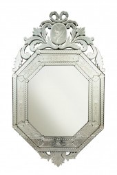 LARGE VENETIAN GLASS ETCHED MIRROR WITH