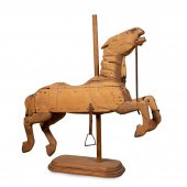 DISTRESSED CARVED WOODEN CAROUSEL HORSE