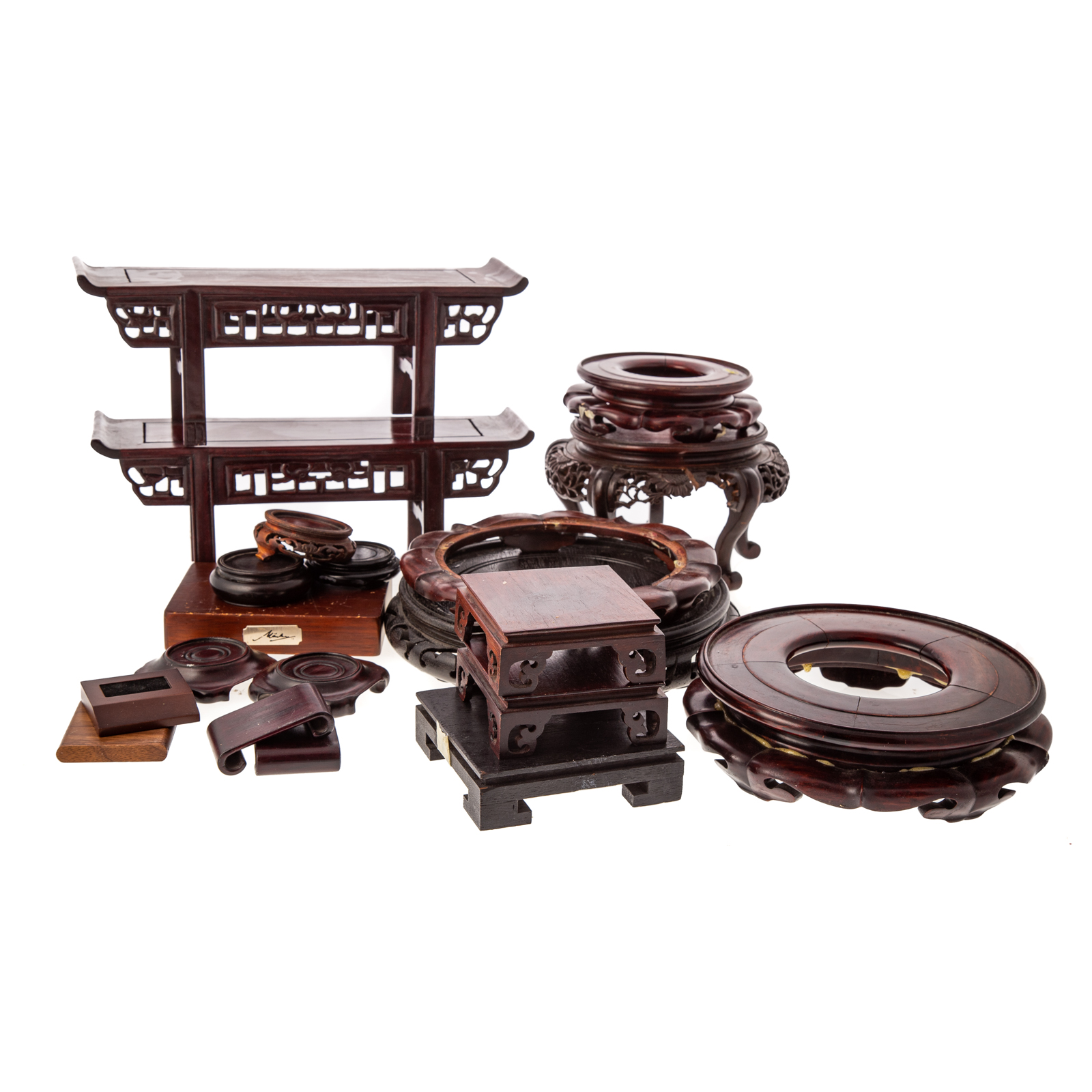 20 ASSORTED ASIAN CARVED WOOD DISPLAY 287572
