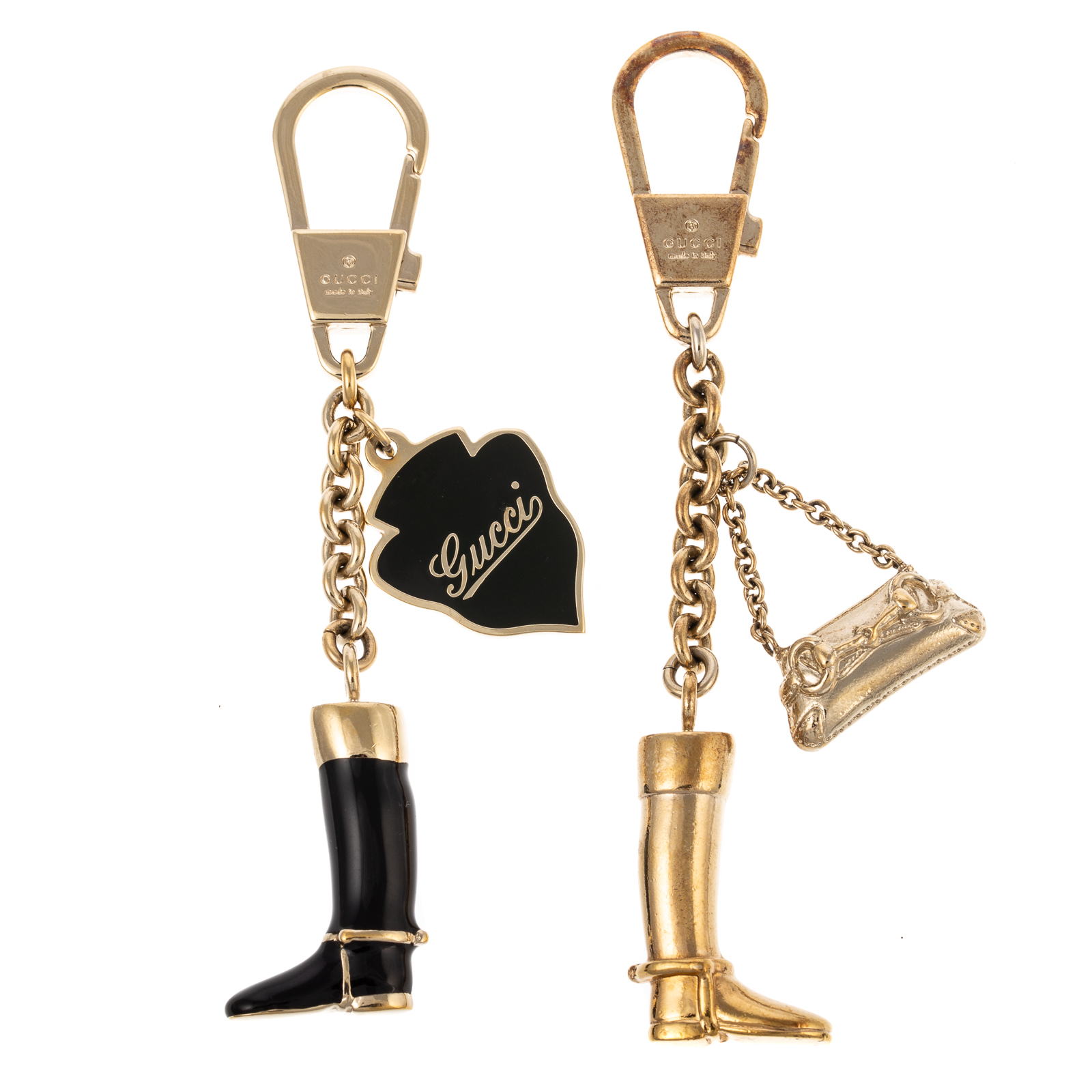 TWO GUCCI EQUESTRIAN BOOT KEYCHAINS 287966