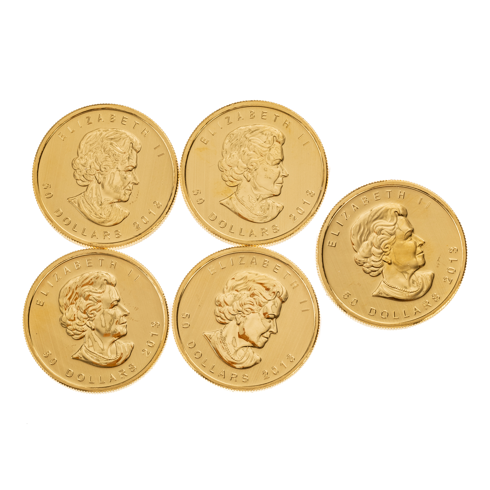 FIVE 2013 1 OZ CANADIAN GOLD MAPLE
