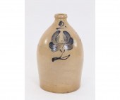 Two-gallon stoneware jug, signed Lyons