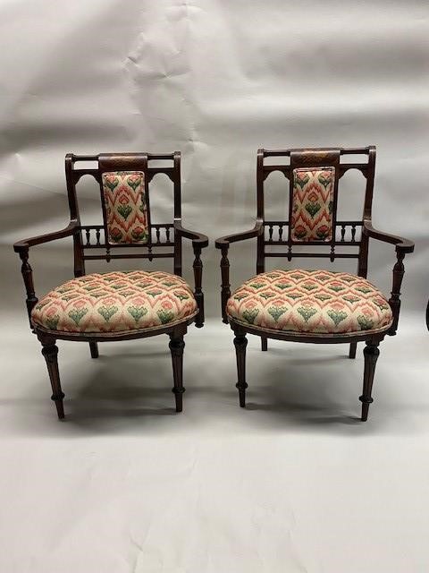 Pair of French walnut open arm 28b947