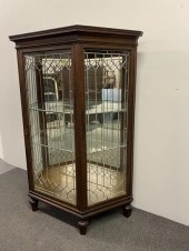 Oak and leaded glass china cabinet,