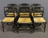 Set of six Hitchcock stenciled chairs