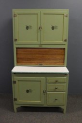 Two piece painted Hoosier cabinet by