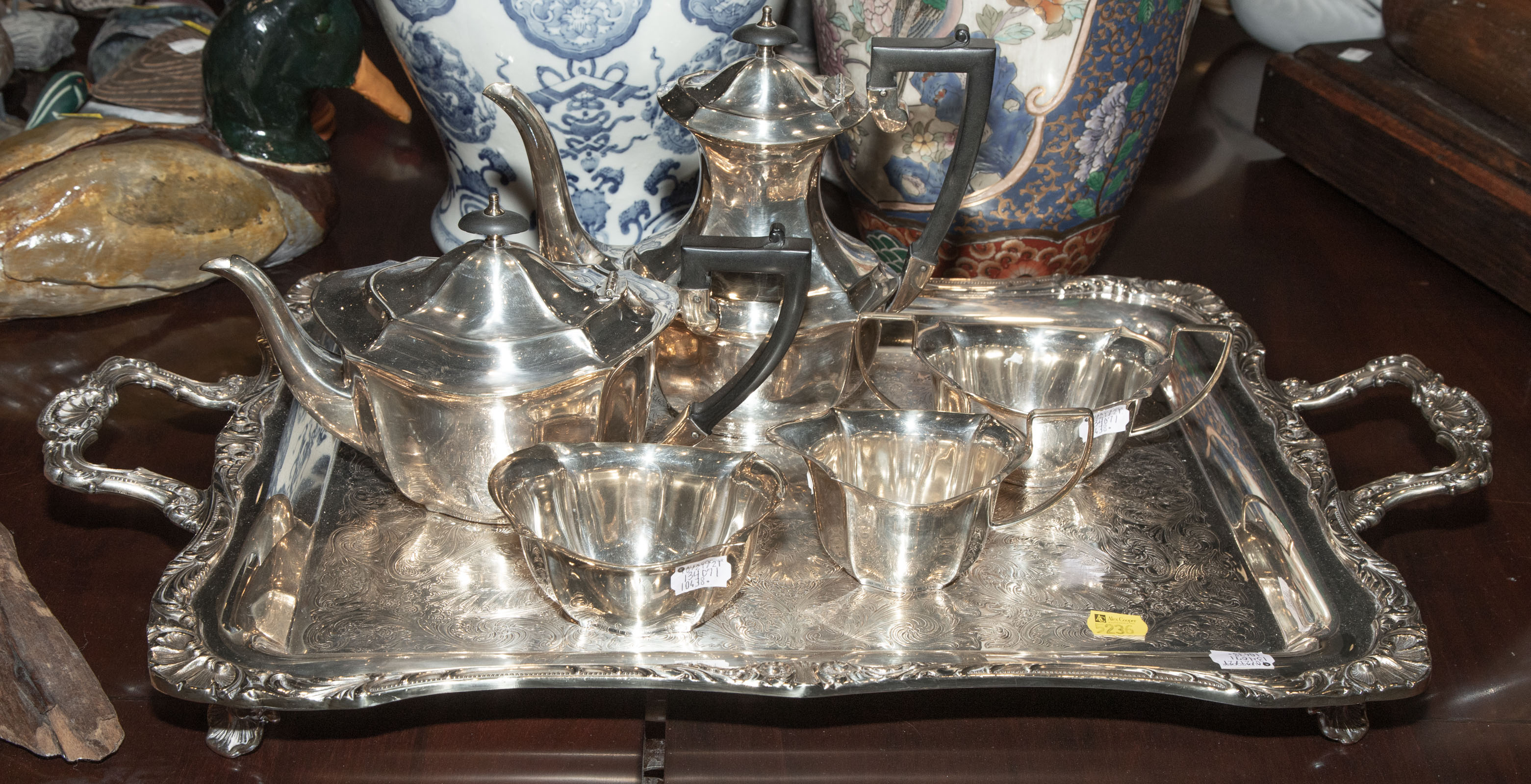 FIVE PIECE ENGLISH SILVER PLATED 289c7c