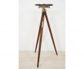 C.L. Berger brass level with wood tripod,