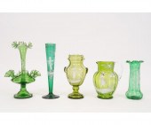 Green Mary Gregory epergne, 11.75h