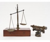 English mahogany and brass mineral scale,
