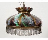 Colorful glass and brass slag hanging