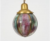 Colorful slag glass and brass hanging