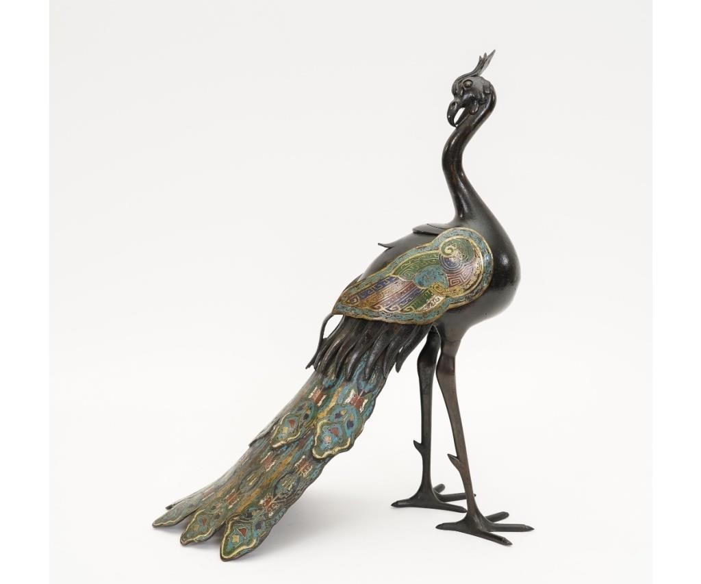 Asian bronze champleve peacock 28a3d6