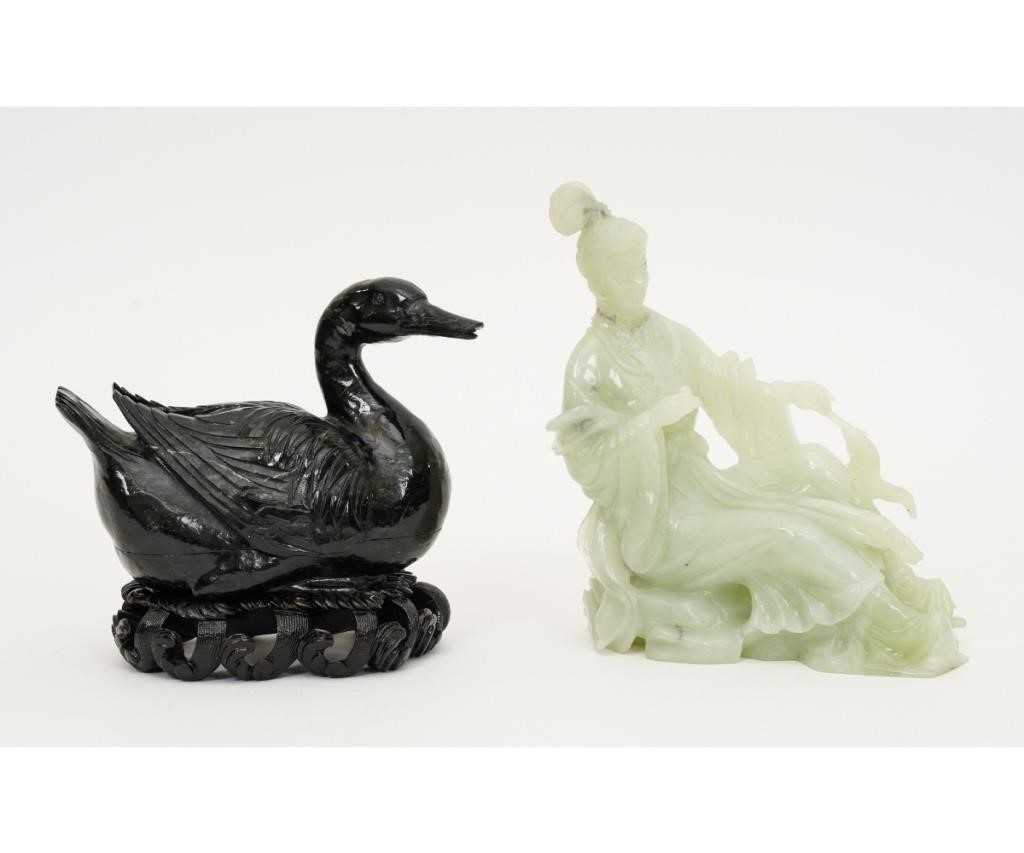 Two carved Chinese figures a black 28a4e2