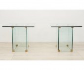 Pair of glass Art Deco style end tables